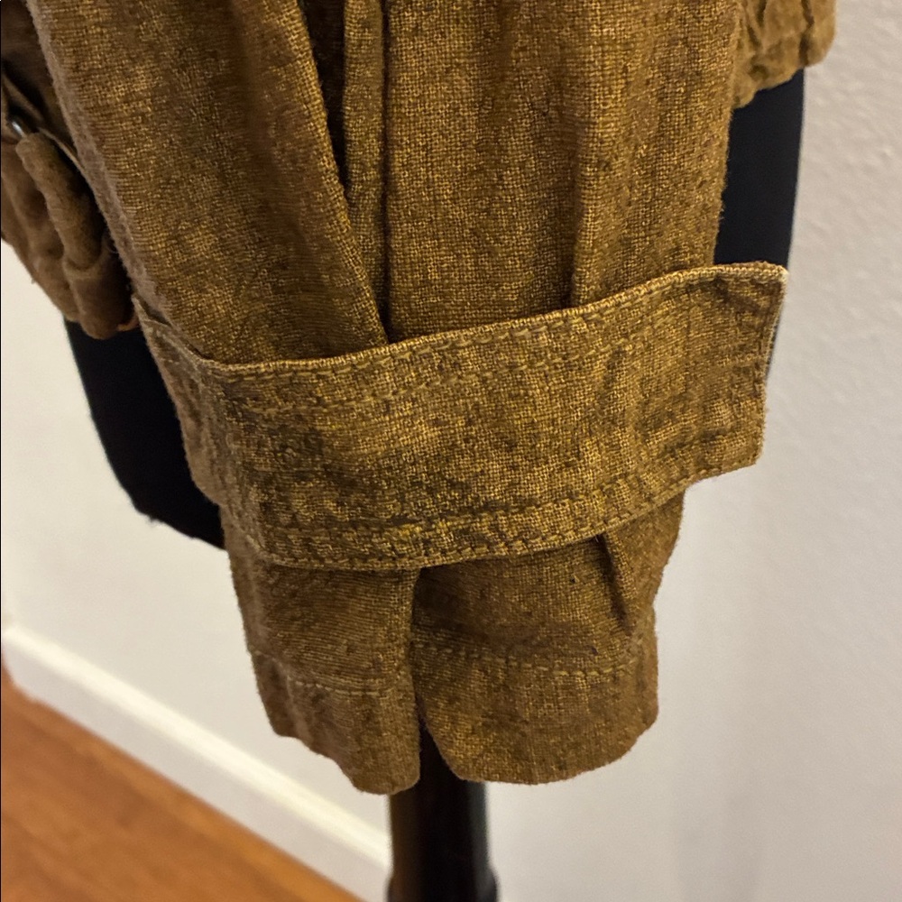 Free People Jayde Mustard Linen Safari Bomber Jacket Small 44” Chest $168 NWOT - Picture 9 of 15